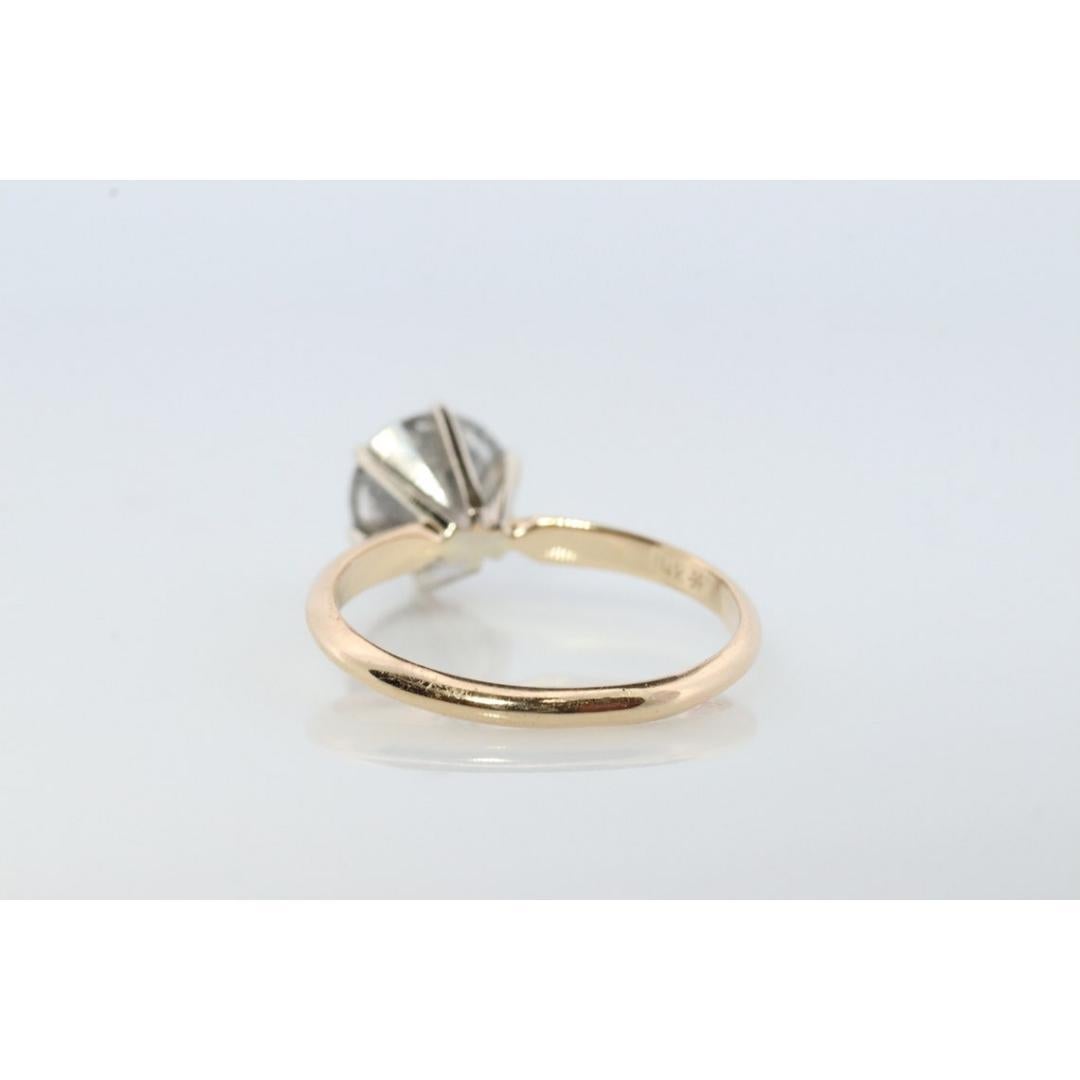 Round Cut 14k Round Genuine Diamond Solitaire Ring. Large 2.29ct Diamond Engagement Ring. For Sale