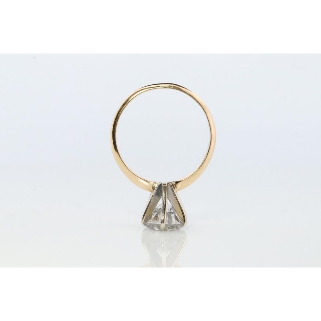 14k Round Genuine Diamond Solitaire Ring. Large 2.29ct Diamond Engagement Ring. For Sale 1