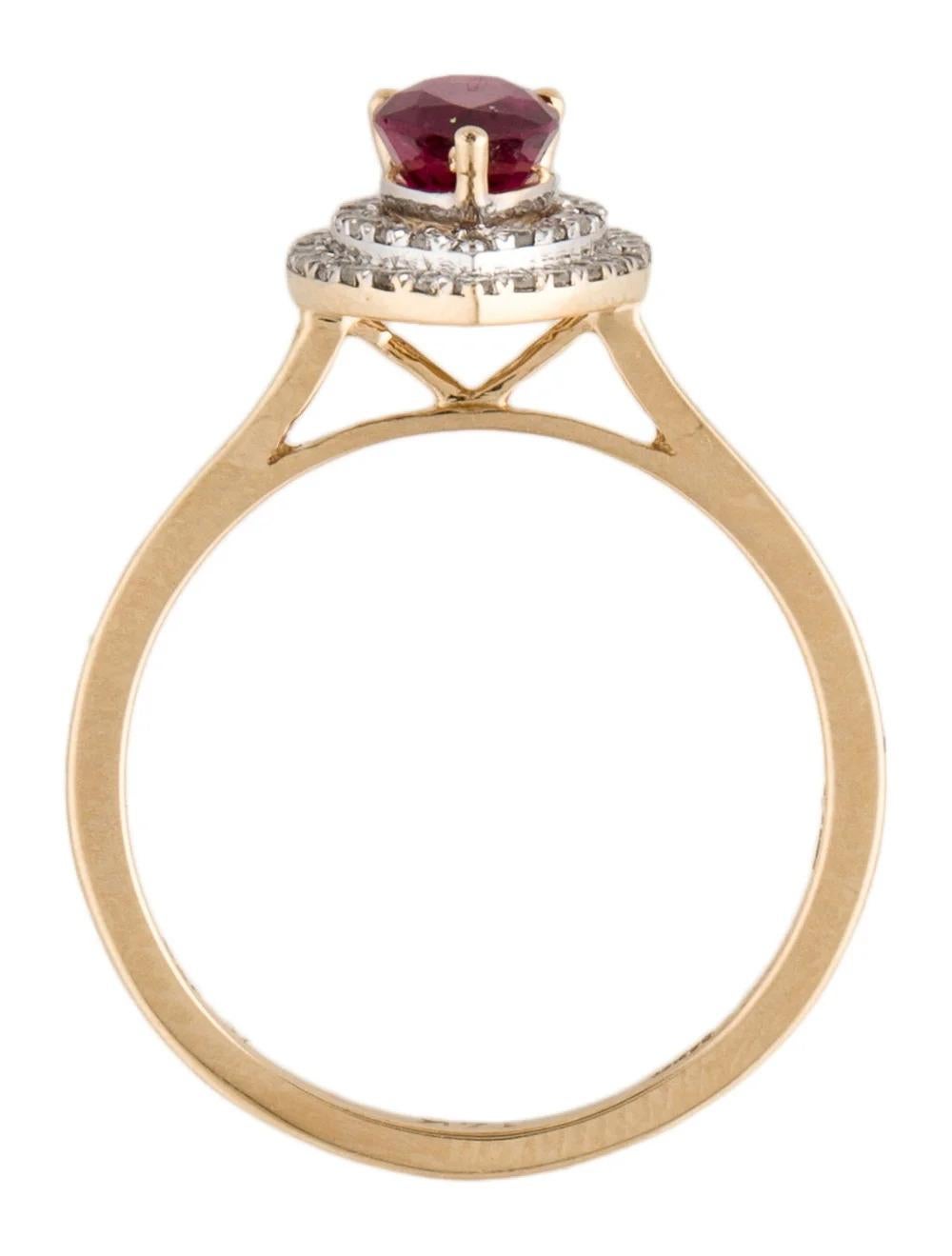 Women's 14K Rubellite & Diamond Cocktail Ring Size 6.75 - Luxury Statement Jewelry Piece For Sale