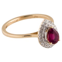 Bague cocktail en rubellite et diamants 14 carats, taille 6,75 - Pièce de bijouterie de luxe