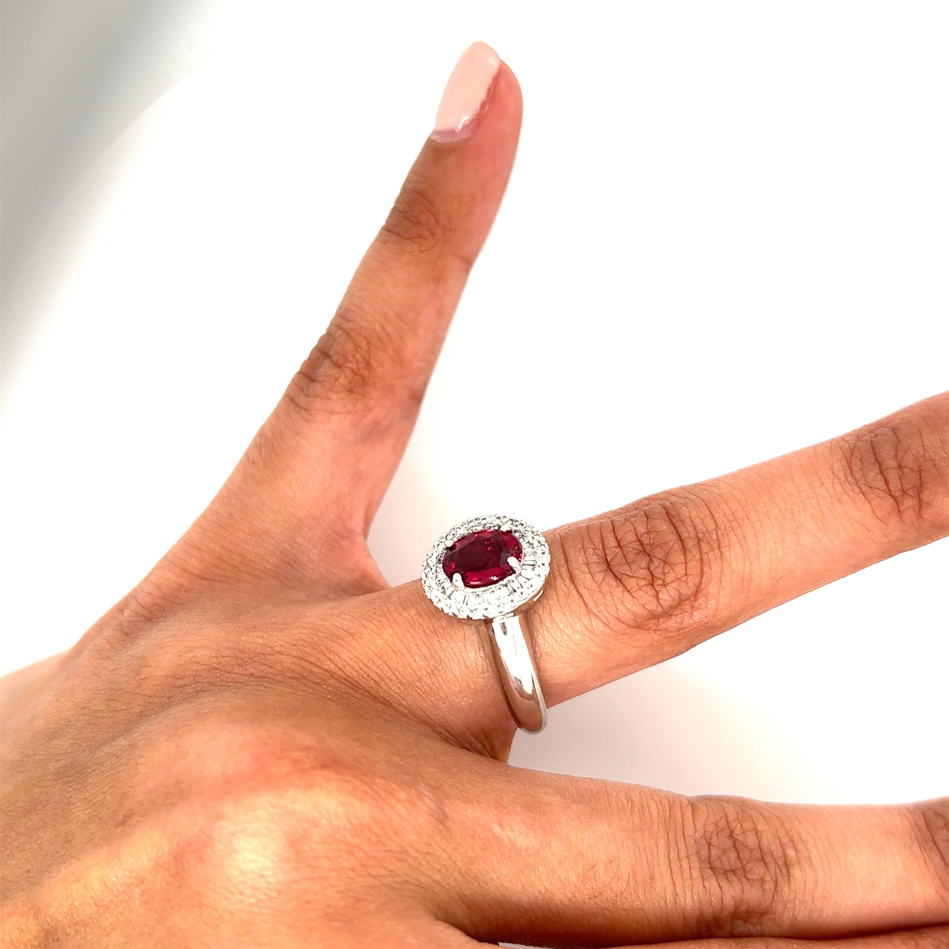 Women's or Men's 14k Rubellite Diamond Halo Engagement and Cocktail Ring For Sale