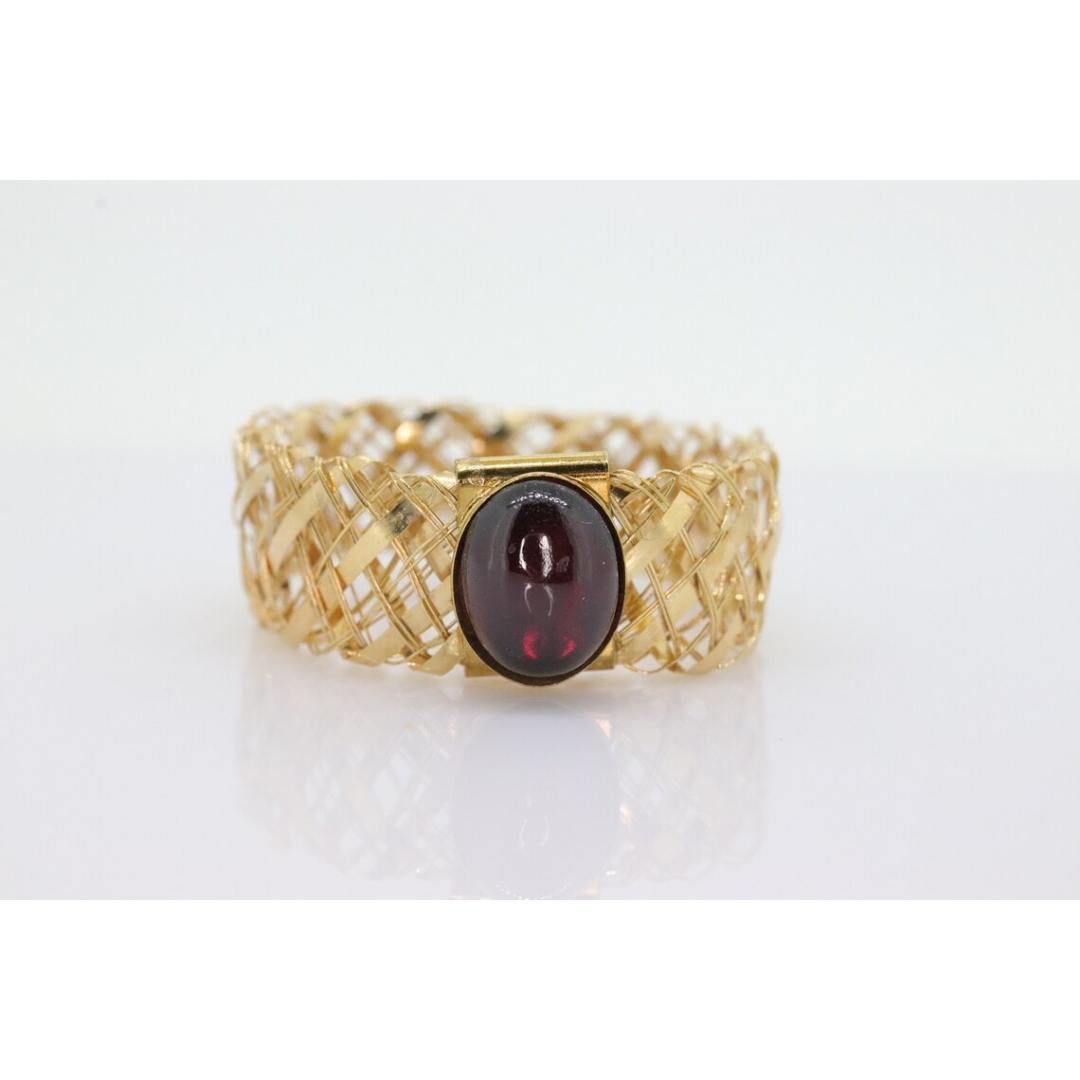 14k Rubellite Tourmaline Cabochon ring. 14 MESH ring band. For Sale 1
