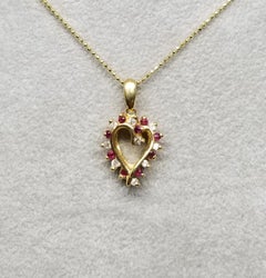 14 Karat Ruby and Diamond Heart