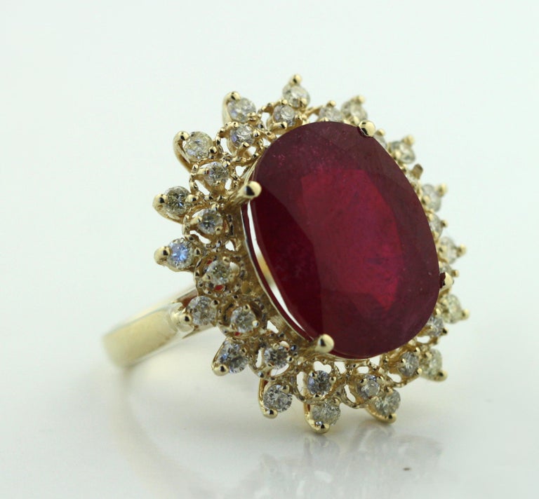14K Ruby and Diamond Ring For Sale at 1stDibs