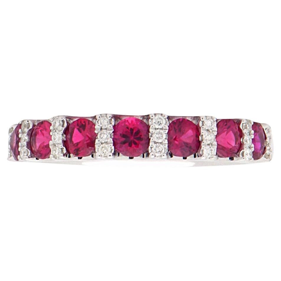 14K Ruby and Diamond Row Band For Sale