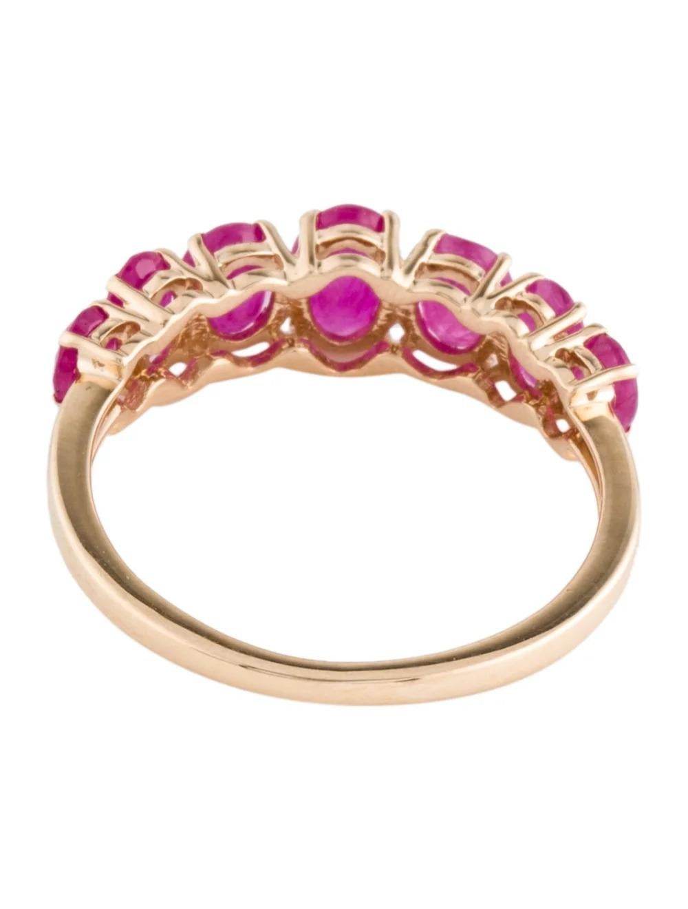 14K Ruby Band Ring Size 8 - Vibrant Gemstone, Yellow Gold, Elegant Design In New Condition For Sale In Holtsville, NY