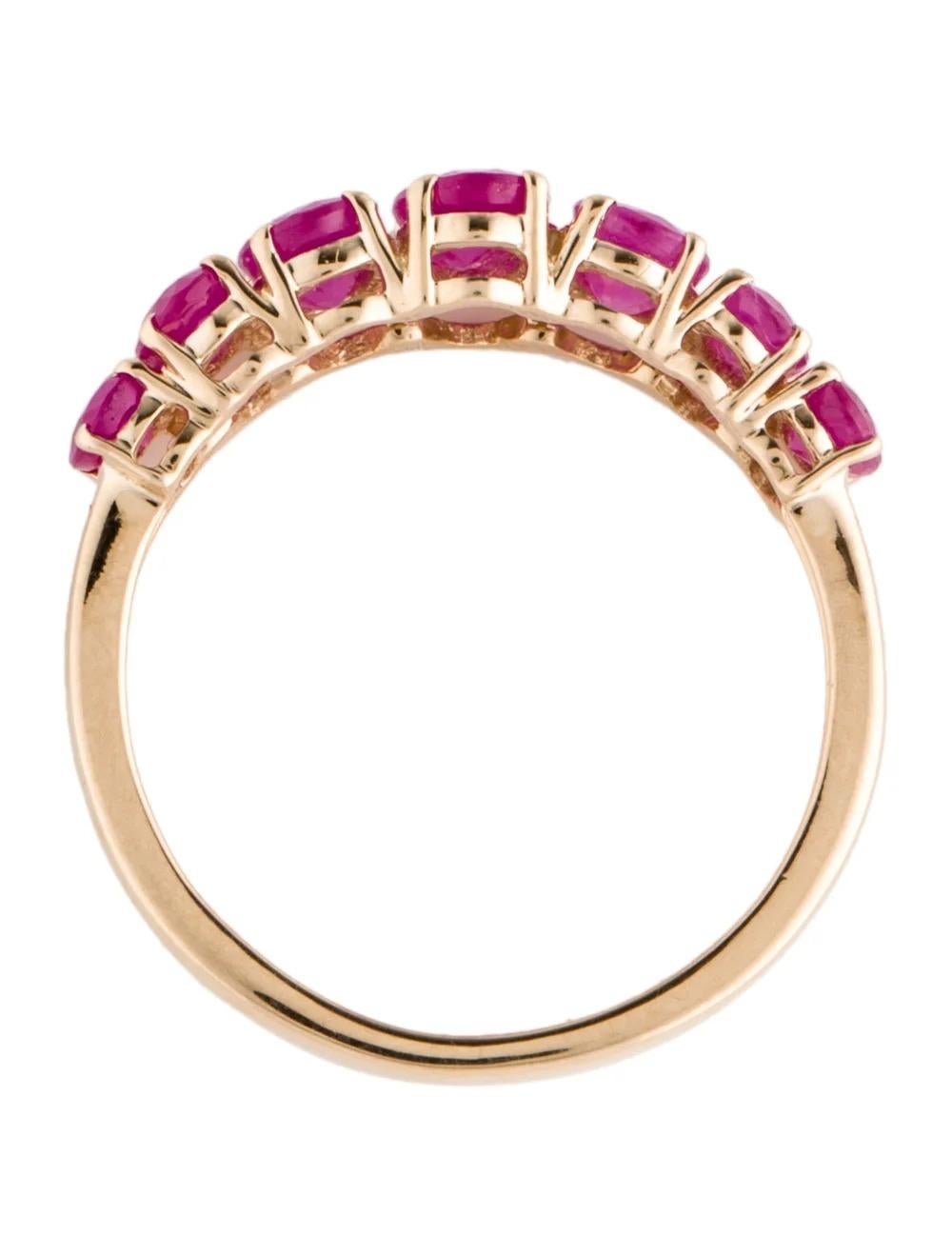 Women's 14K Ruby Band Ring Size 8 - Vibrant Gemstone, Yellow Gold, Elegant Design For Sale
