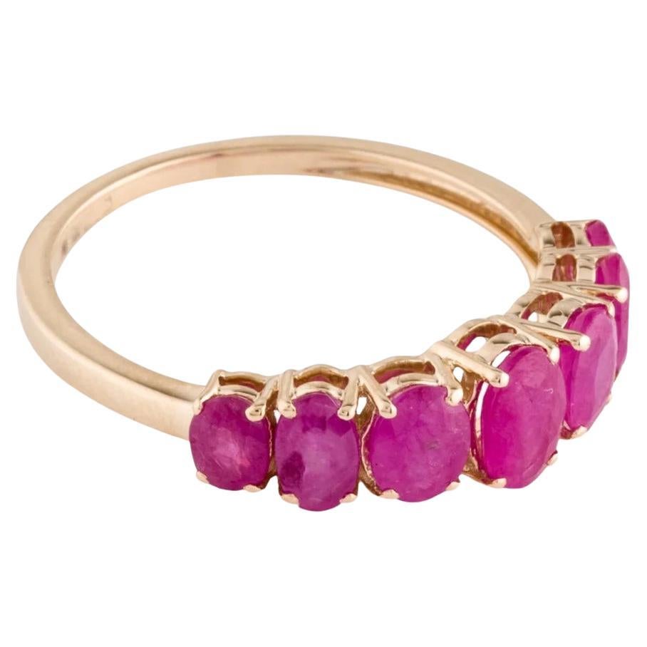 14K Ruby Band Ring Size 8 - Vibrant Gemstone, Yellow Gold, Elegant Design