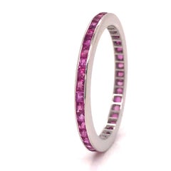 14K Ruby Channel Set Thin Eternity Band White Gold