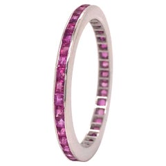 14K Ruby Channel Set Thin Eternity Band White Gold
