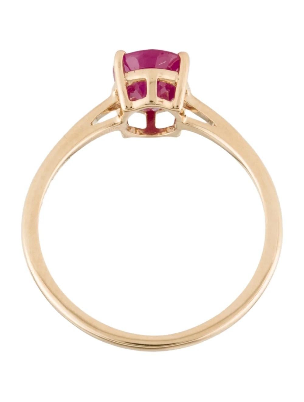 Women's 14K Ruby Cocktail Ring, 1.41ct, Size 7 - Classic Design, Timeless Elegance For Sale