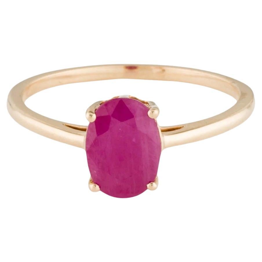14K Ruby Cocktail Ring, 1.41ct, Size 7 - Classic Design, Timeless Elegance For Sale