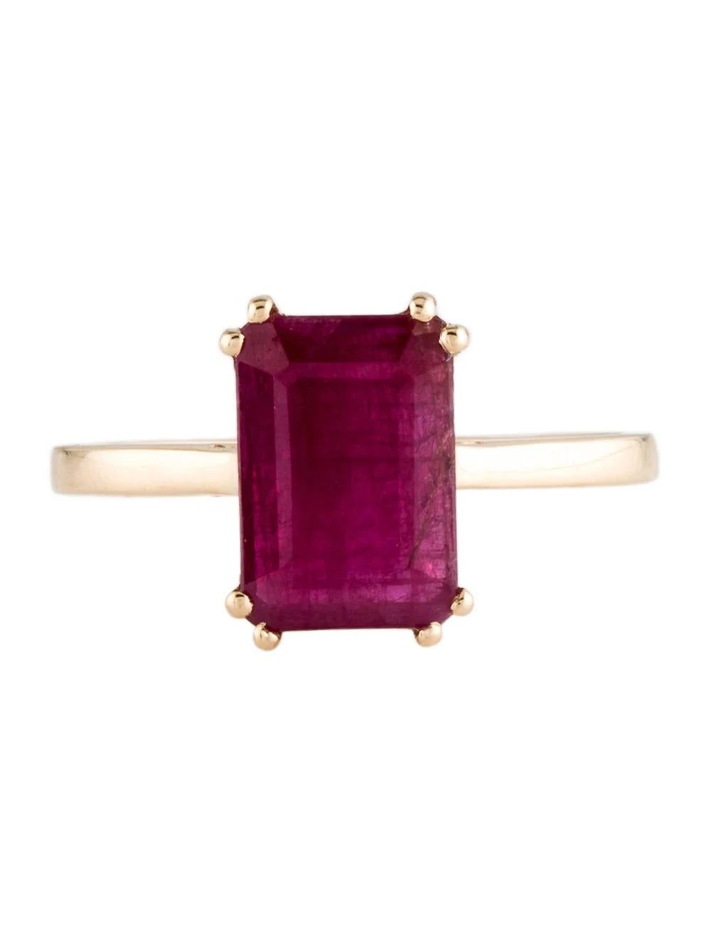 Emerald Cut 14K Ruby Cocktail Ring 1.46ct Size 6.75 - Vintage Style Fine Statement Jewelry For Sale