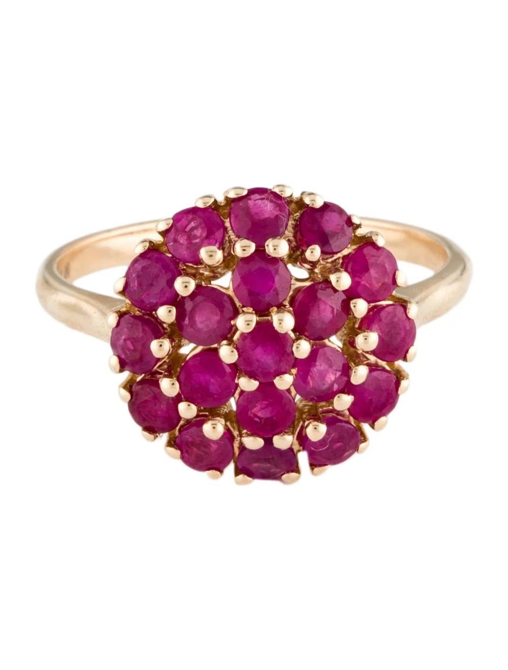 Round Cut 14K Ruby Cocktail Ring, Size 6.75: Elegant Design with Stunning Gemstone For Sale