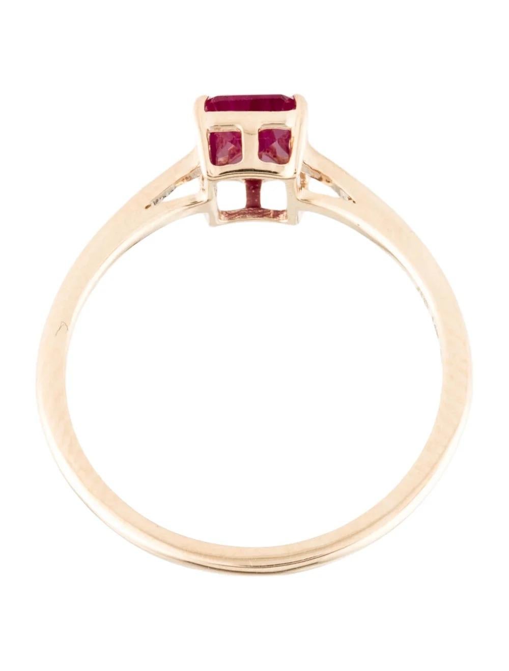 Women's 14K Ruby Cocktail Ring, Size 6.75: Elegant Red Gemstone in Yellow Gold Setting For Sale