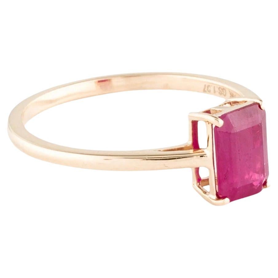 14K Ruby Cocktail Ring, Size 6.75: Elegant Red Gemstone in Yellow Gold Setting For Sale