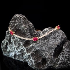 Flame Red Gemstone 14K Yellow Gold Bracelet