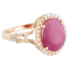 14K Ruby Diamond Cocktail Ring 3.52ct Size 7 - Vintage Style, Timeless & Elegant