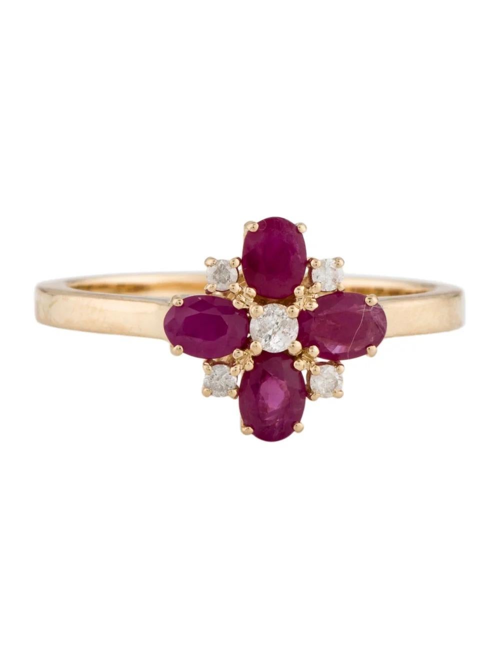 Mixed Cut 14K Ruby & Diamond Cocktail Ring, Size 6.75 - Stunning Design, Statement Jewelry For Sale