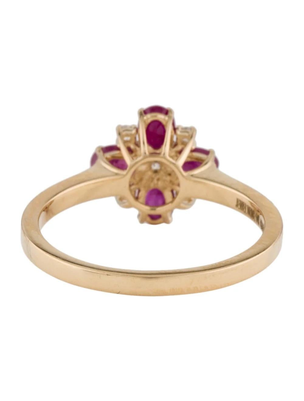 14K Ruby & Diamond Cocktail Ring, Size 6.75 - Stunning Design, Statement Jewelry In New Condition For Sale In Holtsville, NY