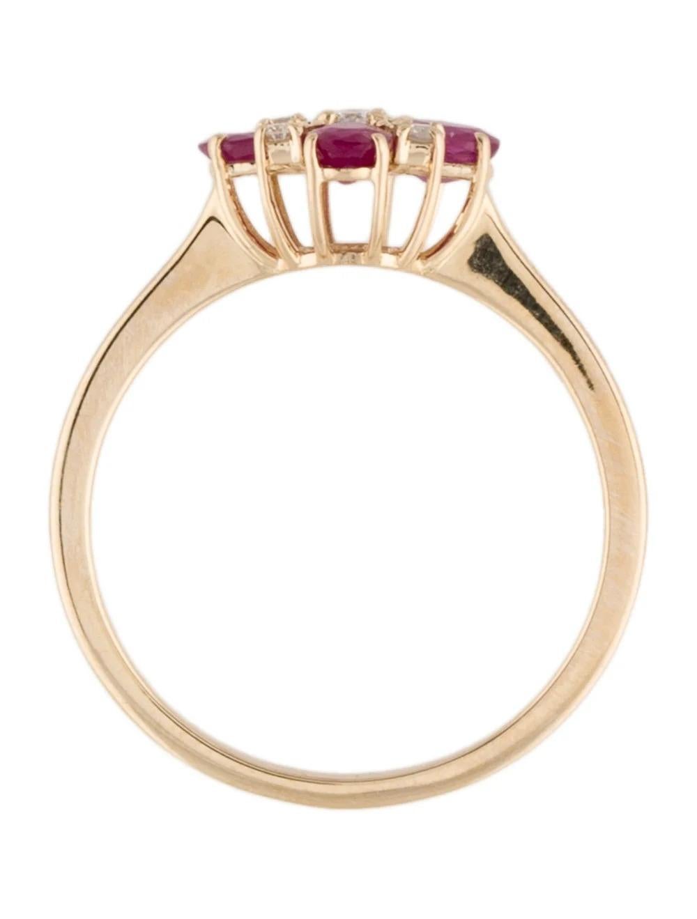 Women's 14K Ruby & Diamond Cocktail Ring, Size 6.75 - Stunning Design, Statement Jewelry For Sale
