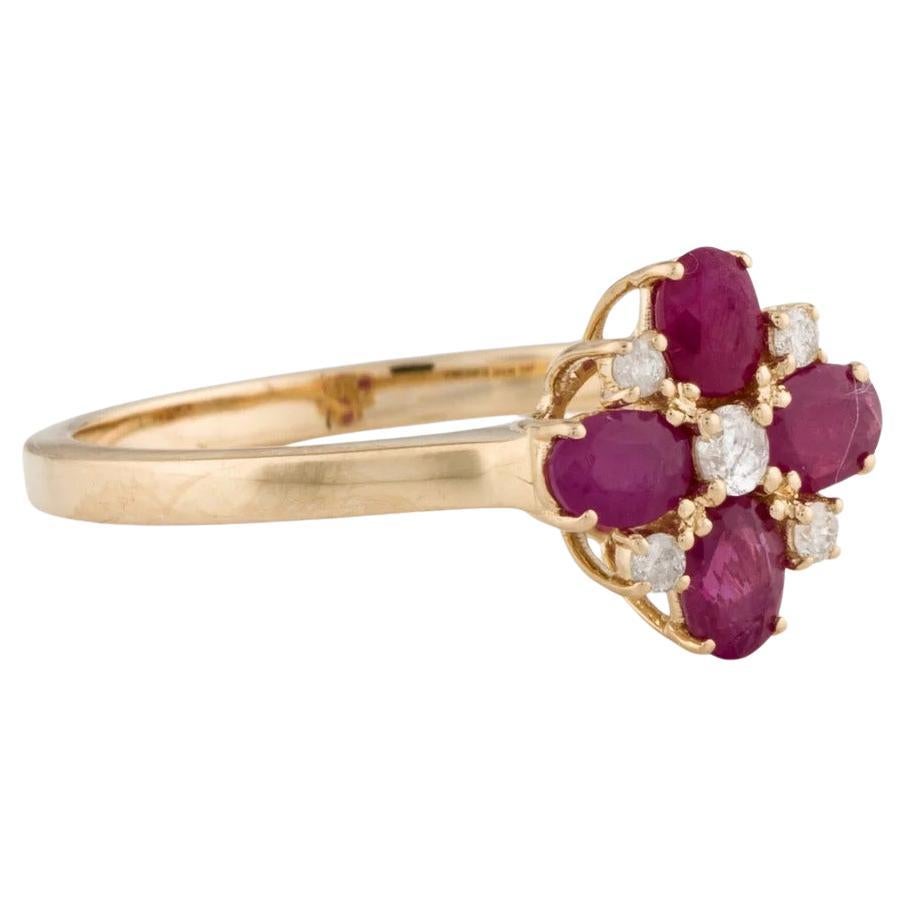 14K Ruby & Diamond Cocktail Ring, Size 6.75 - Stunning Design, Statement Jewelry For Sale