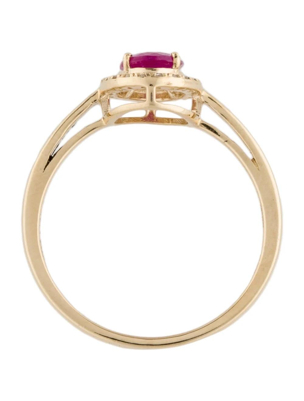 Women's 14K Ruby & Diamond Cocktail Ring, Size 7 - Vintage Style, Statement Jewelry For Sale