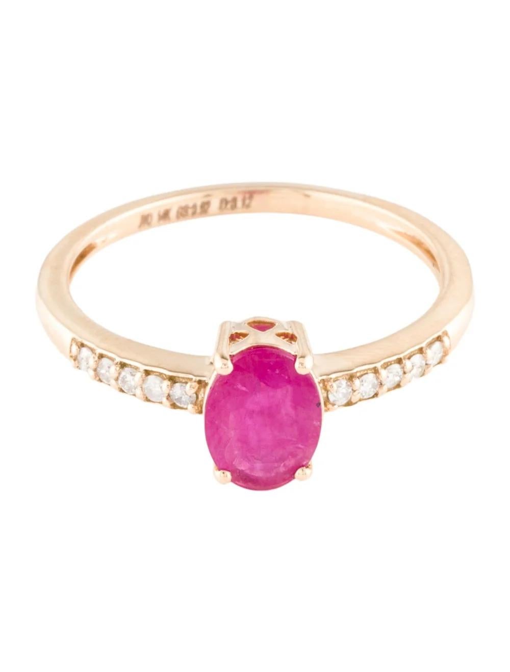 Oval Cut 14K Ruby & Diamond Cocktail Ring - Size 8.75 - Timeless Elegance, Luxury Jewelry For Sale