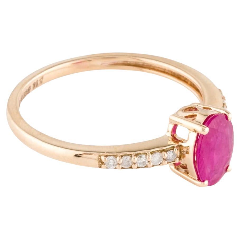 14K Ruby & Diamond Cocktail Ring - Size 8.75 - Timeless Elegance, Luxury Jewelry