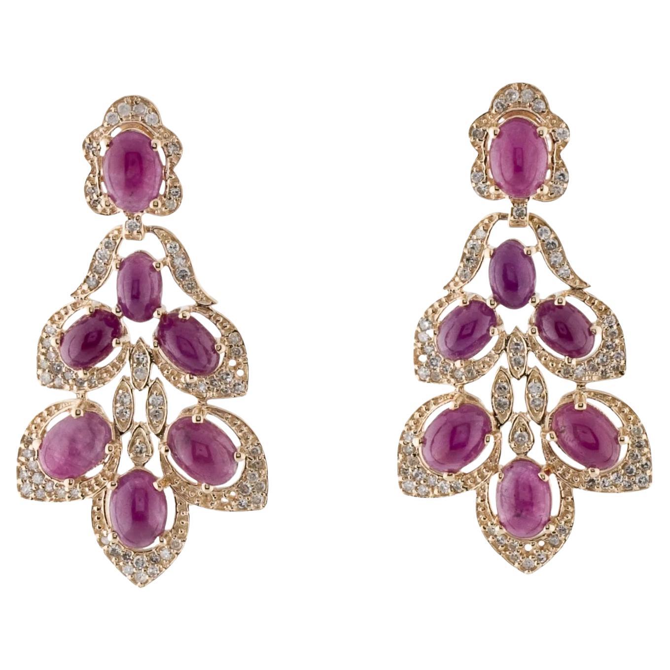 14K Ruby & Diamond Drop Earrings, 14.03ctw For Sale
