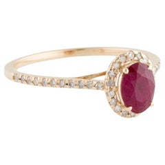 14K Ruby & Diamond Engagement Ring Size 6.75 - Timeless Elegance Stunning Design