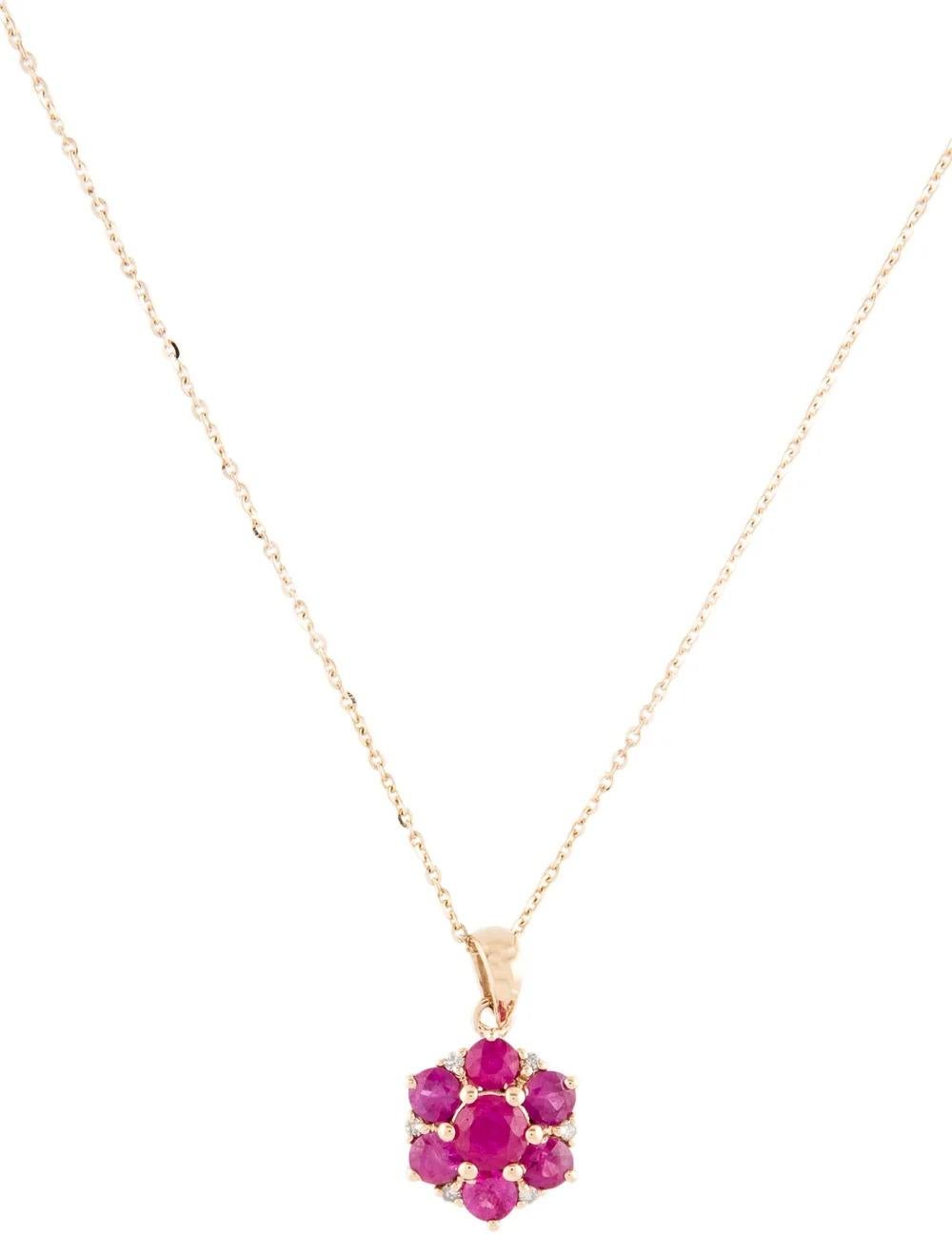 Indulge in the enchanting allure of this stunning 14K yellow gold pendant necklace, meticulously crafted to captivate with its exquisite design. Adorned with a vibrant 1.09 carat round brilliant ruby, this piece exudes timeless elegance and