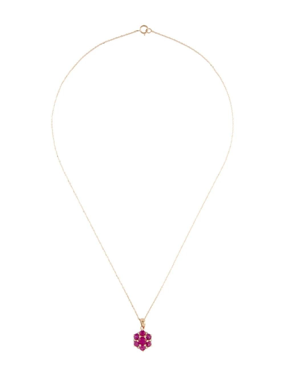 14K Ruby & Diamond Pendant Necklace - 1.09ctw Red Gemstone Jewelry, Luxury Piece In New Condition For Sale In Holtsville, NY