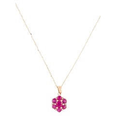 14K Ruby & Diamond Pendant Necklace - 1.09ctw Red Gemstone Jewelry, Luxury Piece