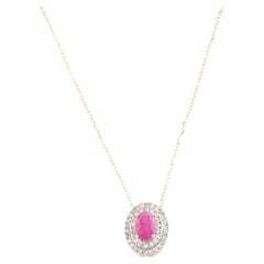 14K Ruby Diamond Pendant Necklace - Vintage Style Jewelry, Luxury Piece