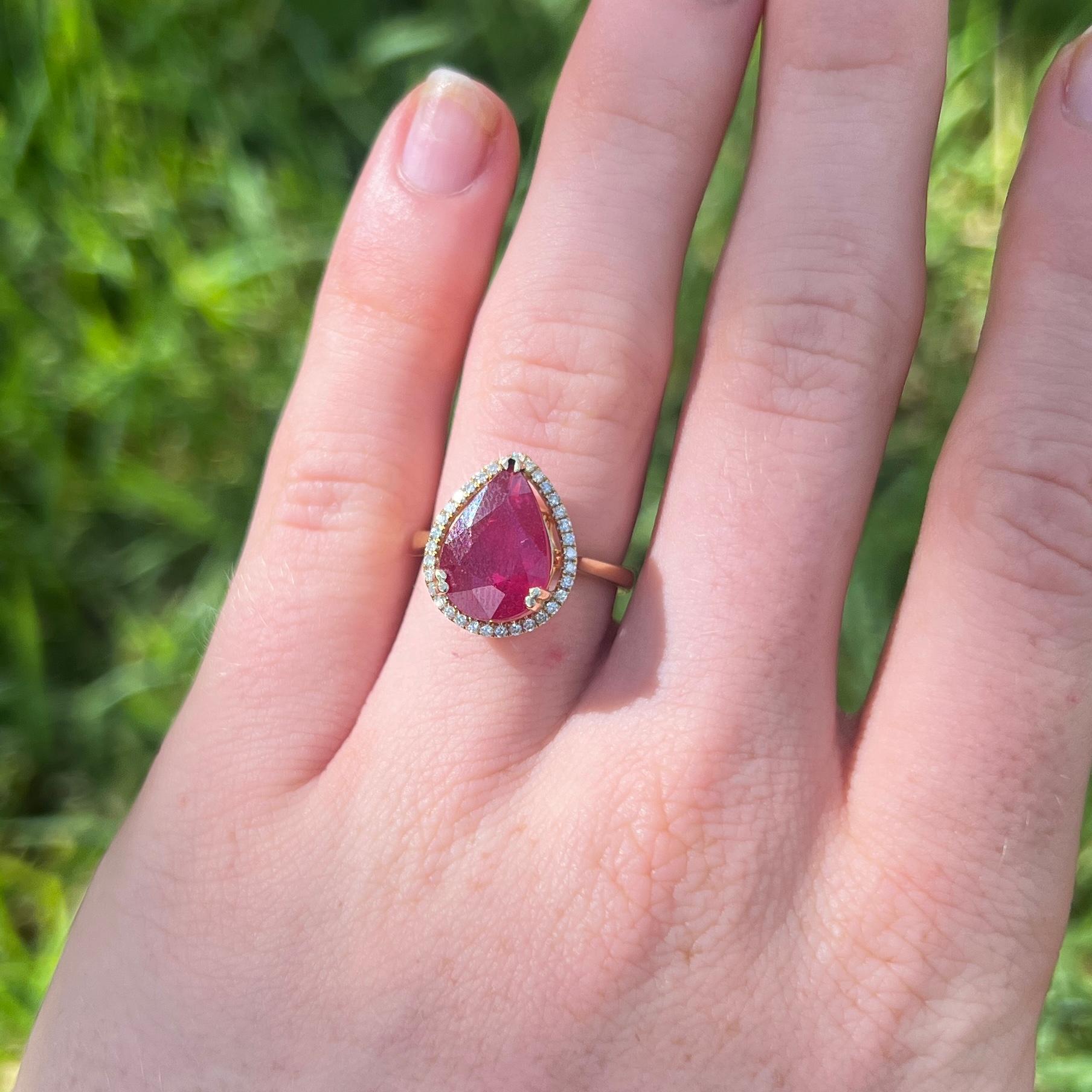 14k Ruby Diamond Ring In New Condition For Sale In Austin, TX