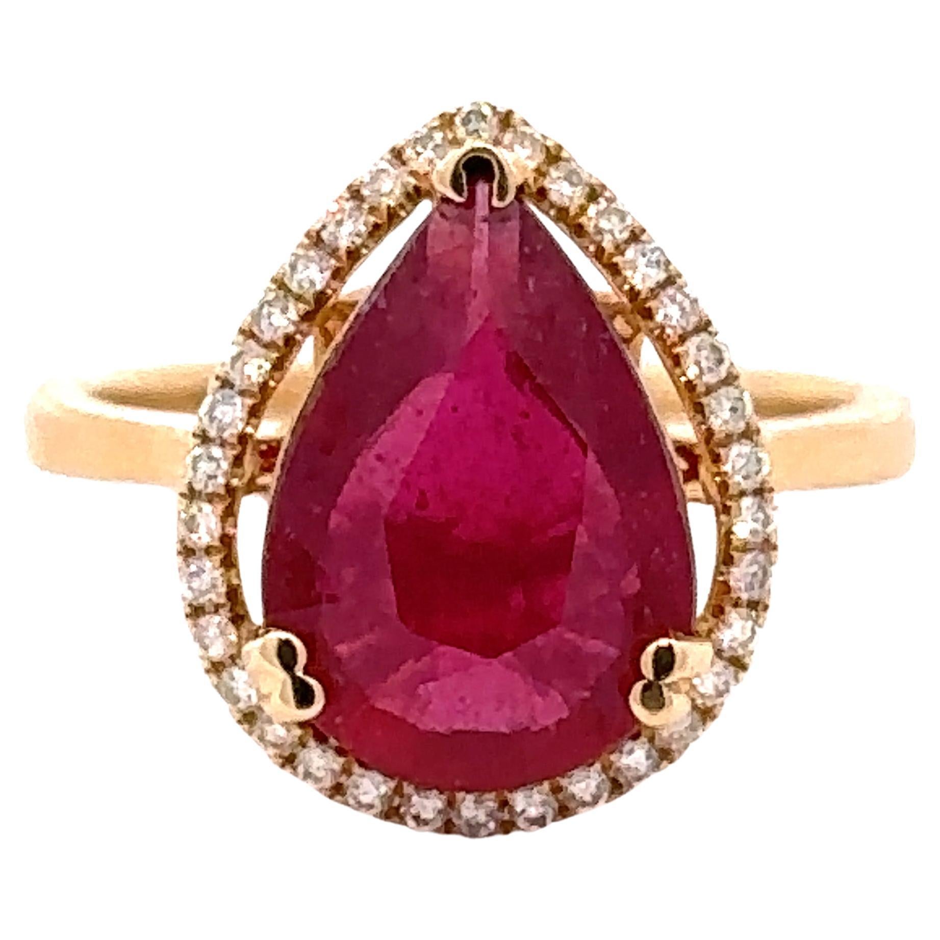 14k Ruby Diamond Ring For Sale