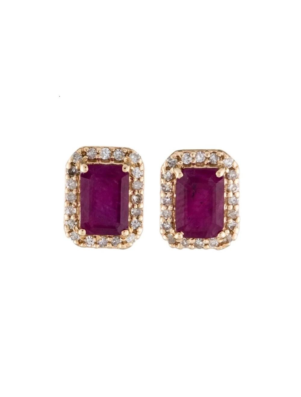 14K Ruby & Diamond Stud Earrings, 1.63ctw - Classic Design, Timeless Beauty In New Condition For Sale In Holtsville, NY