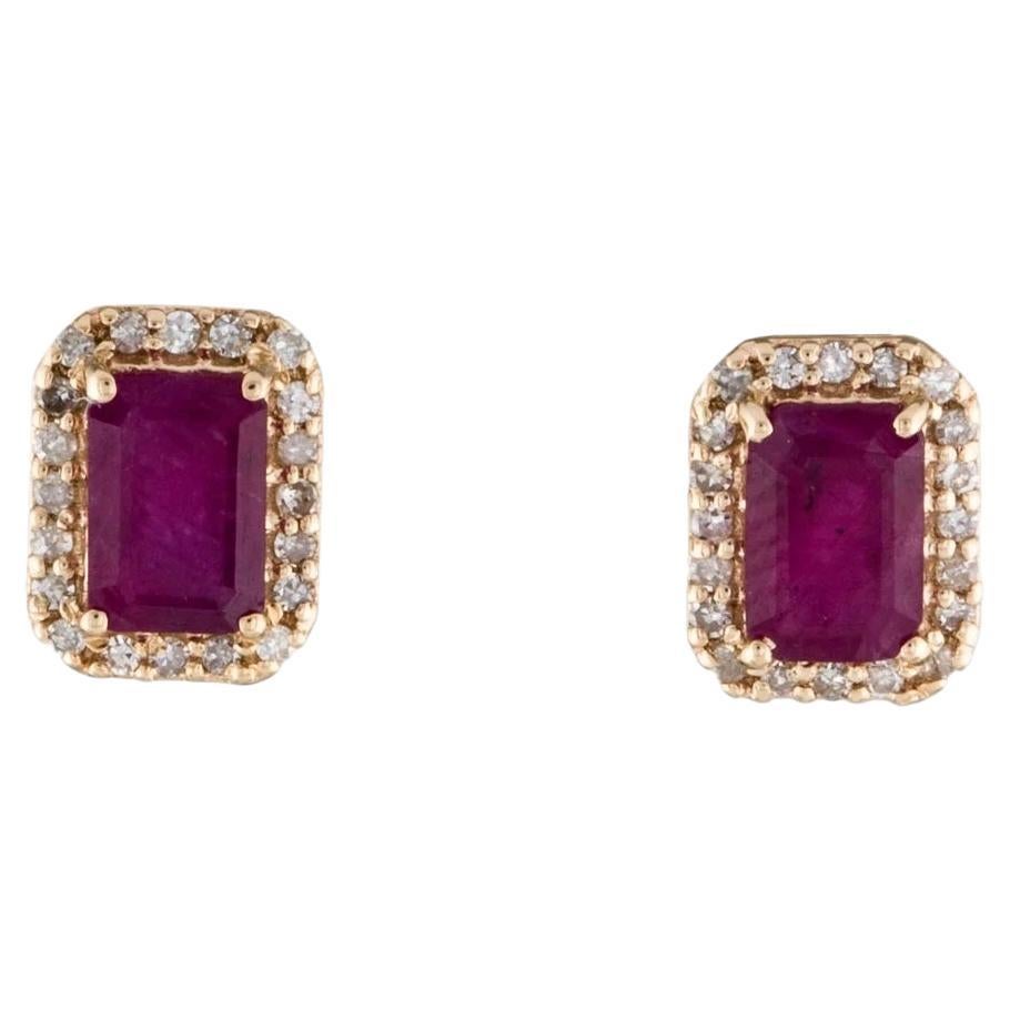 14K Boucles d'oreilles rubis et diamants, 1.63ctw - Classic Design, Timeless Beauty en vente