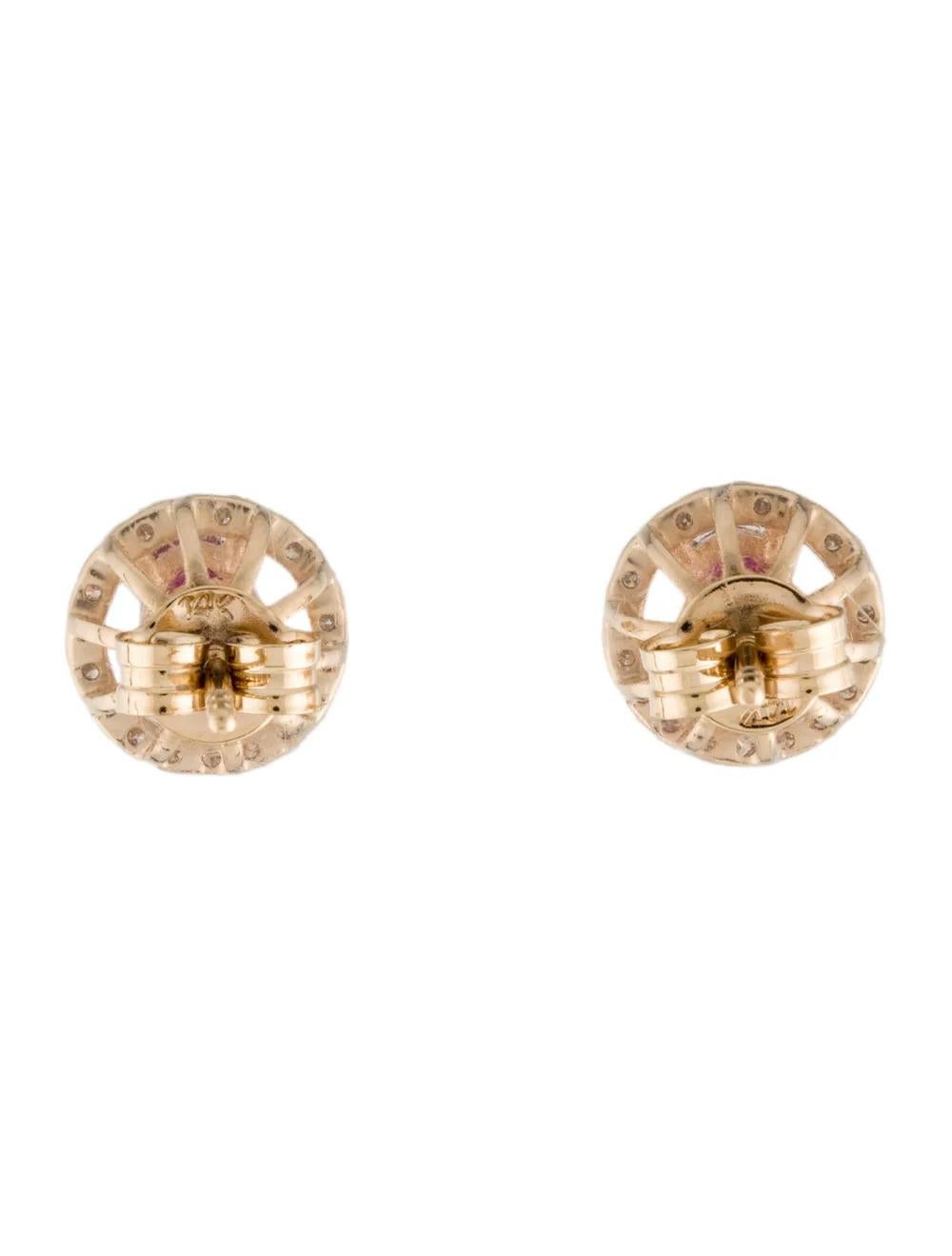 14K Ruby & Diamond Stud Earrings - Timeless Elegance, Stunning Design, Luxury In New Condition For Sale In Holtsville, NY