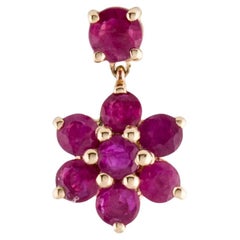 14K Ruby Flower Drop Earrings - Timeless Style, Vibrant Red Gemstones, Luxury