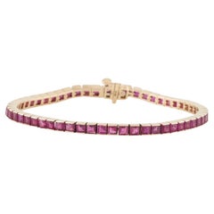 Bracelet à maillons en rubis 14 carats, 10,13 ctw, design étonnant, bijouterie d'art, pierres précieuses rouges
