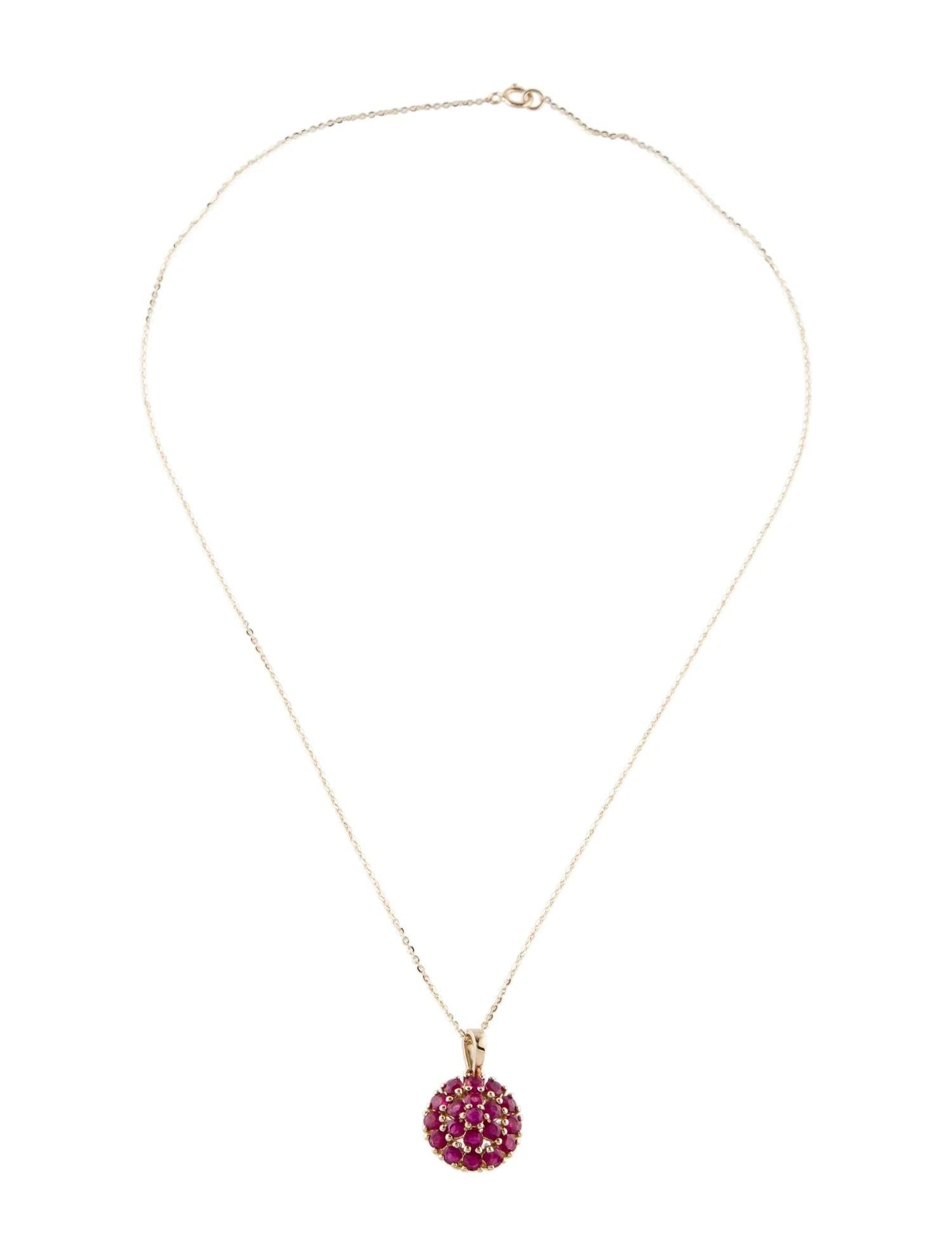 Artist 14K Ruby Pendant Necklace  1.29 Carat Round Faceted Ruby  Yellow Gold For Sale