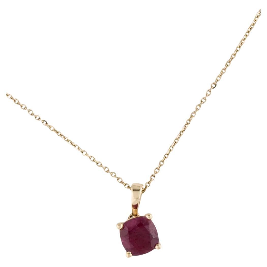 Collier pendentif vintage en or jaune 1,49 carat et rubis 14 carats, pièce d'exception