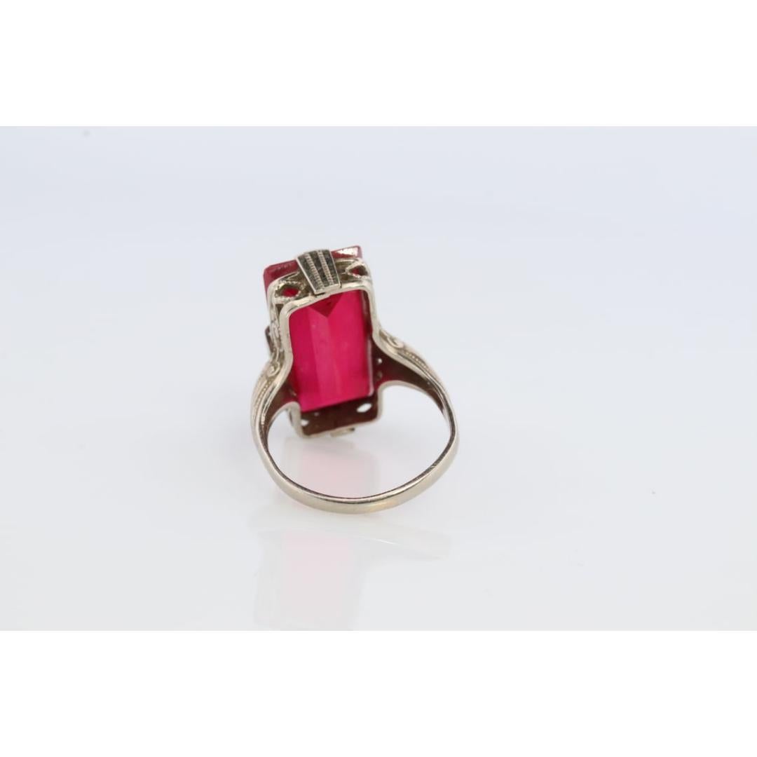 Anillo de rubí de 14 quilates. Anillo Art Déco Filigrana Rubí. Anillo de rubí antiguo. 4