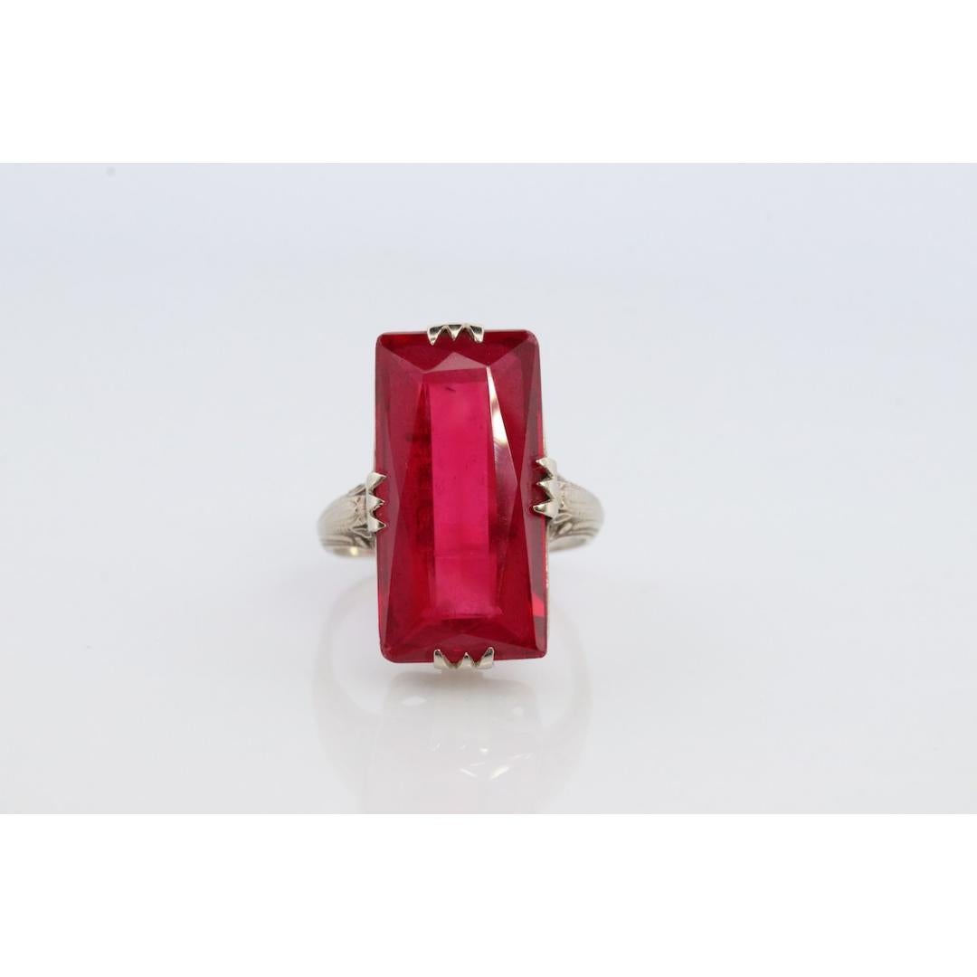 Anillo de rubí de 14 quilates. Anillo Art Déco Filigrana Rubí. Anillo de rubí antiguo. 5