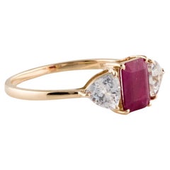 14K Ruby Sapphire Cocktail Ring Size 6.75 - Vintage Style Fine Jewelry, Luxury