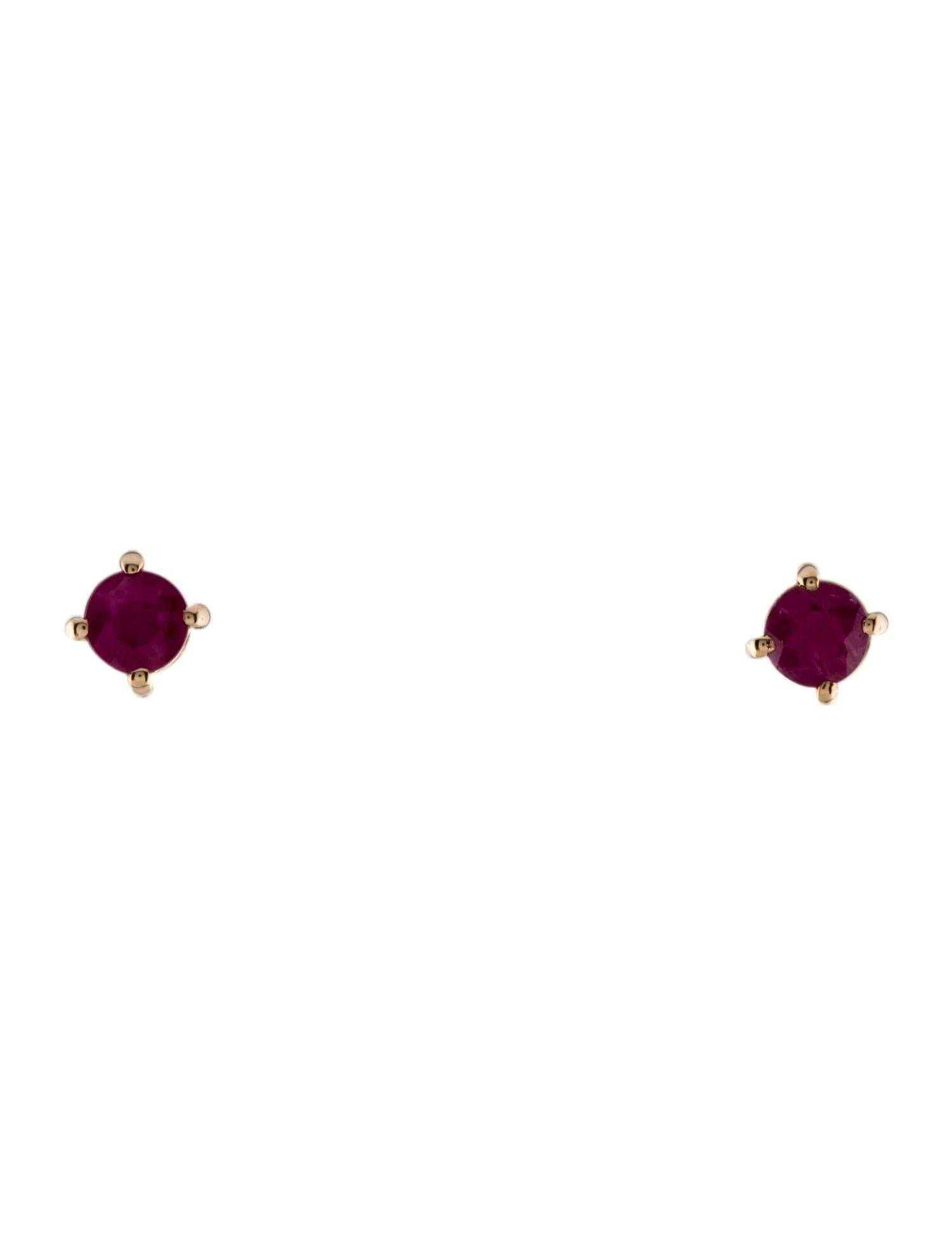 Rough Cut 14K Ruby Stud Earrings, 0.55ctw