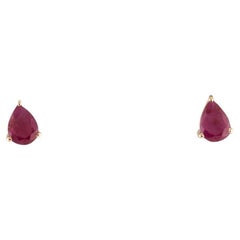 Clous d'oreilles rubis 14 carats, pierre précieuse rouge en or poire 1,42 carat