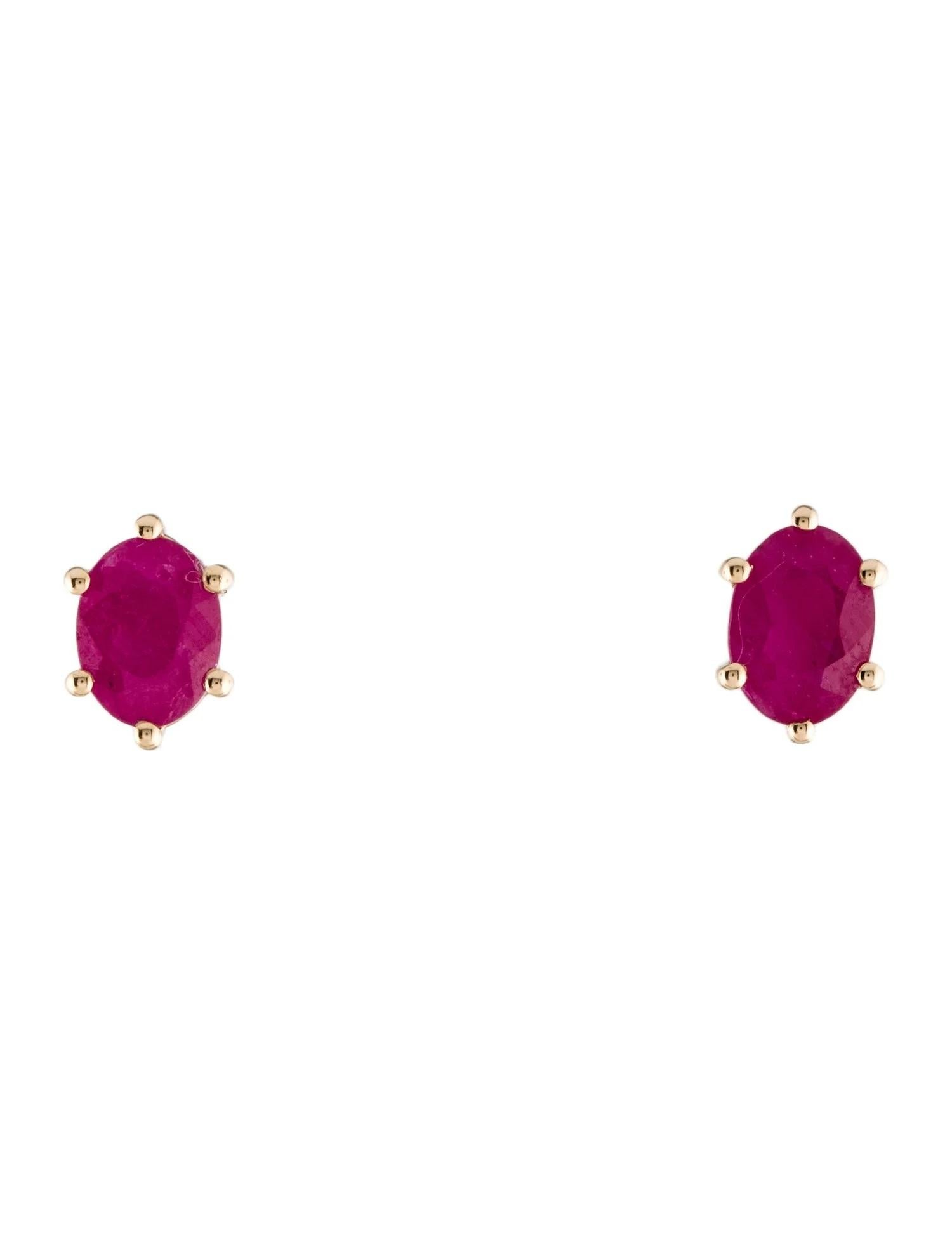 Oval Cut 14K Ruby Stud Earrings For Sale